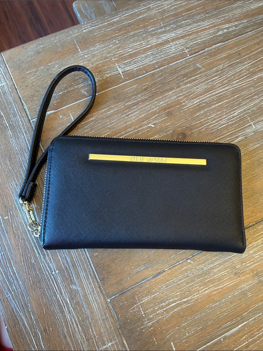Steve Madden Black Wristlet with Gold Accent